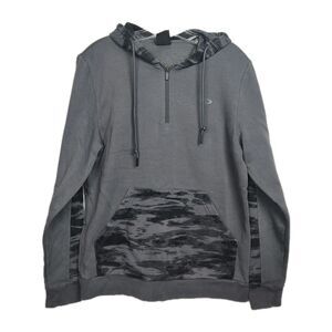 Oakley 1/4-Zip Hoodie Sweatshirt Men's S Gray Pockets Long Sleeves Pullover